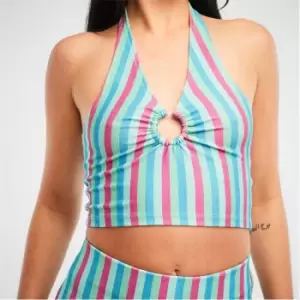 Missguided Glitter Stripe Halterneck Crop Top - Multi