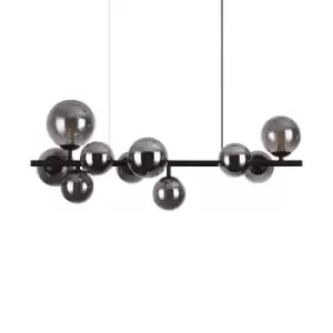 Perlage 10 Light Linear Globe Pendant Ceiling Light Black