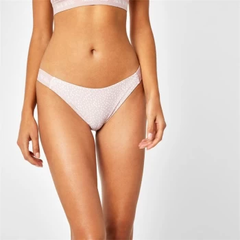 Jack Wills Eco Ribbed Tanga Bikini Bottoms - Pink Dot