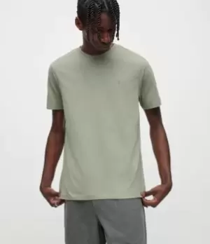 AllSaints Mens Brace Crew T-Shirt, Green, Size: L