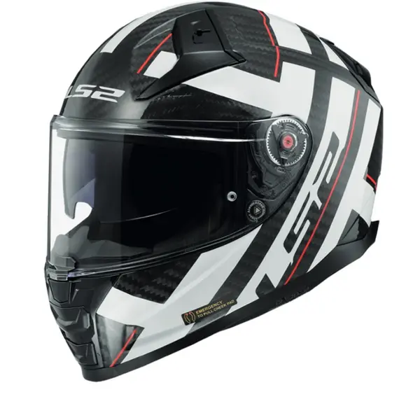 LS2 FF811 Vector II Carbon Strong Glossy White Full Face Helmet Size 3XL