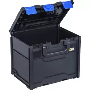 Transport and storage box, black/blue, ABS, external LxWxH 396 x 296 x 340 mm