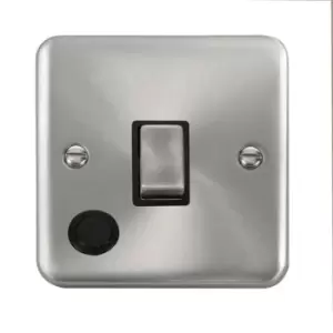 Click Scolmore Deco Plus Satin Chrome 2 Gang Switch 20A With Black Ingot - DPSC522BK