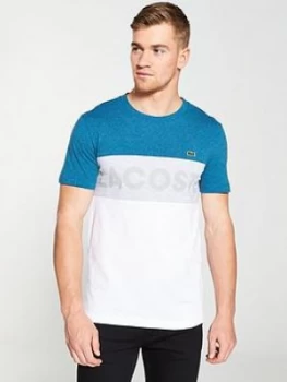 Lacoste Sport Chest Logo T-Shirt - Blue/White/Grey, Blue/White, Size 4, Men