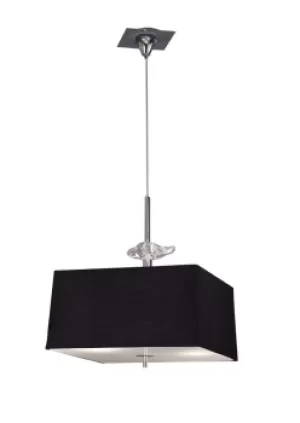 Akira Ceiling Pendant 4 Light E27, Polished Chrome, Frosted Glass with Black Shade