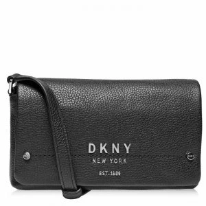 DKNY Logo Flap Over Cross Body Bag - BlkSilver BSV