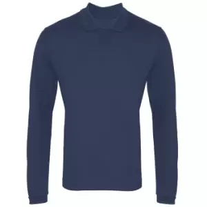 Premier Mens Long Sleeve Coolchecker Pique Polo Shirt (L) (Navy)