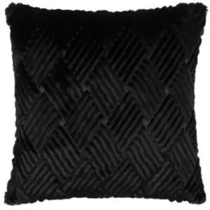 Sonnet Cut Faux Fur Cushion Jet, Jet / 45 x 45cm / Polyester Filled