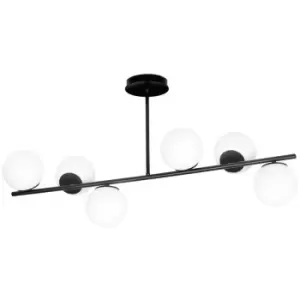 Emibig Bior Black Globe Ceiling Light with White Glass Shades, 6x E14