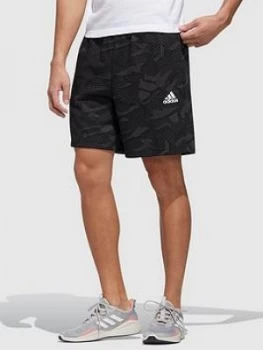 Adidas Essential All-Over Print Shorts - Black