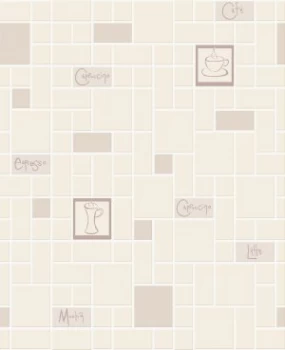 Contour Cafe Culture Beige Wallpaper