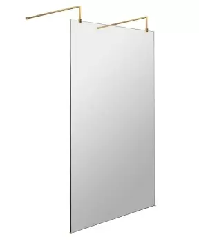 Hudson Reed 1100mm Wetroom Screen With Arms And Feet - Brushed Brass