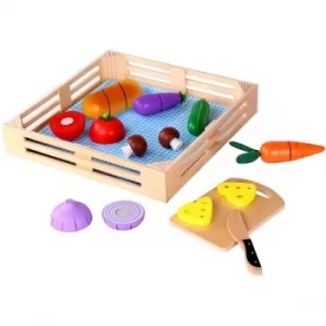 Cutting Vegetables With Basket Wooden Playset