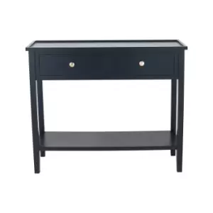 Vermont 2-Drawer Satin Black Pine Antique Style Console Table Black