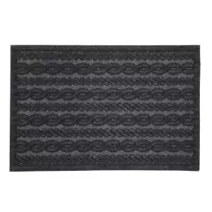 JVL Knit Design Scraper 40 x 60cm Charcoal Door Mat - Cabled