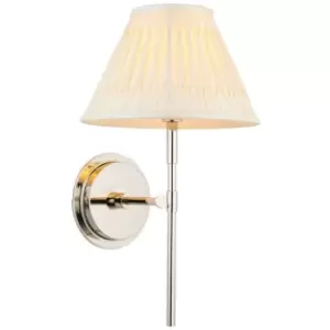 Endon Rennes & Chatsworth Wall Lamp with Shade Bright Nickel Plate & Ivory Silk