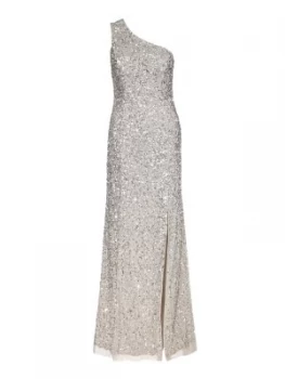 Adrianna Papell One Shoulder Gown Silver