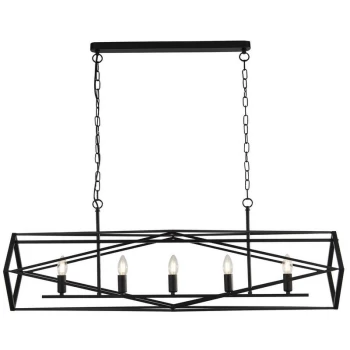 Searchlight CHASSIS - 5 Light Black Candle Ceiling Pendant