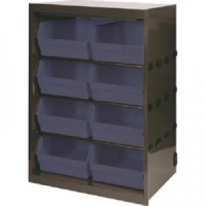 Slingsby Metal Bin Cupboard With 8 Polypropylene Bins Dark Grey Black 371837