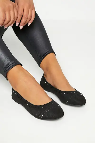 Yours Wide & Extra Wide Fit Ballerina Pumps Black