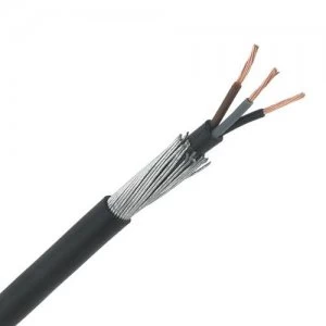 Zexum 2.5mm 3 Core 31A Brown Black Grey 6943X Steel Wire Armoured SWA Outdoor Mains Power Cable - 5 Meter