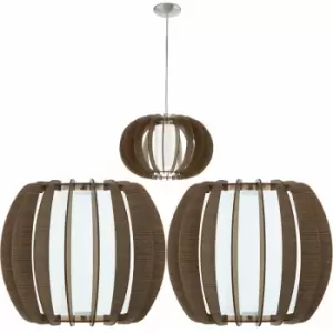 Ceiling Pendant Light & 2x Matching Wall Lights Dark Wood & White Glass Shade