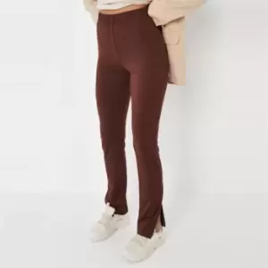 Missguided Split Hem Flared Legging - Brown