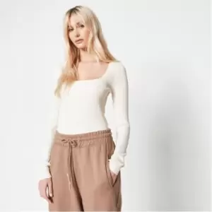 Missguided Tall Basic Square Neck Rib Knit Top - Cream