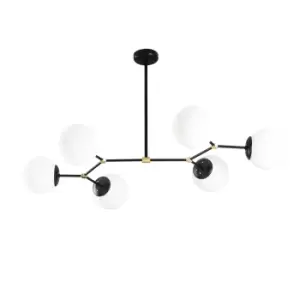 Model 11 Deco 6-light Globe Pendant Lamp Black