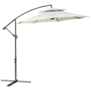 Outsunny 2.7M Cantilever Banana Parasol Outdoor Sun Shade With Crank - Beige