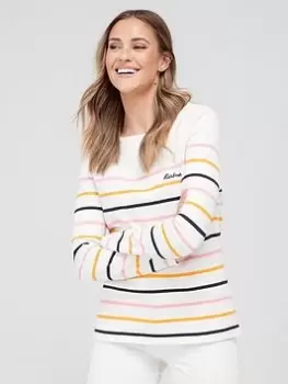 Barbour Hawkins Pure Cotton Stripe Jersey Top - Multi, White, Size 18, Women