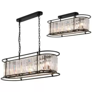 Luminosa Lighting - Luminosa Guilford Oval Ceiling Pendant, 7 Light E14, Satin Black, Clear