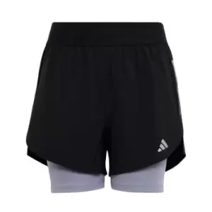 adidas Two-In-One AEROREADY Woven Shorts Kids - Black / Silver Violet / Reflec