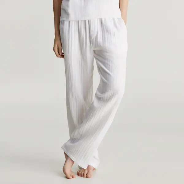 Calvin Klein Textured Cotton-Gauze Sleep Pants - L