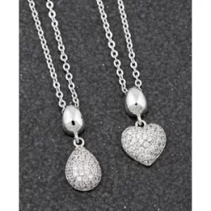 Modern Sparkle Tear Drop Heart Platinum Plated Necklace