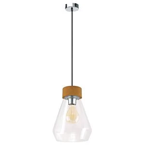 Eglo Pendant Light E27 Chrome/Clear 'BRIXHAM'