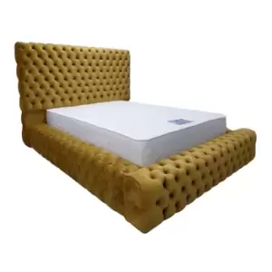 Sultan Bed King Plush Velvet Mustard