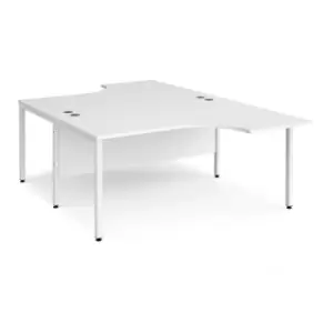 Office Desk 2 Person Rectangular Desk 1600mm White Tops With White Frames Maestro 25