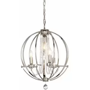 Loops - 3 Bulb Chandelier LIght Highly Polished Nickel Finish Plated LED E14 60W