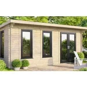 Power Sheds 18 x 14ft Right Hand Door Pent Notched Logs Log Cabin