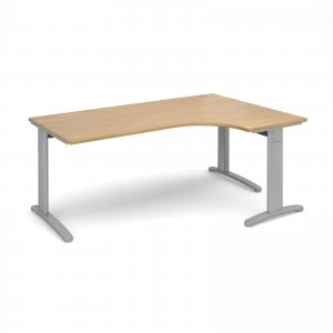 TR10 Deluxe Right Hand Ergonomic Desk 1800mm - Silver Frame Oak Top