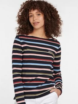 Barbour Hawkins 100% Cotton Stripe Jersey Top - Navy, Size 12, Women