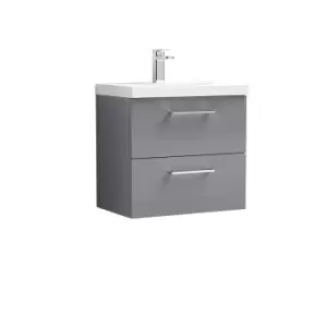 Nuie Arno 600mm Wall Hung 2 Drawer Vanity & Basin 1 Cloud Grey