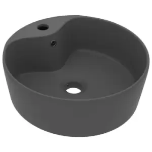 VidaXL Luxury Ceramic Wash Basin with Overflow - Matt Dark Grey