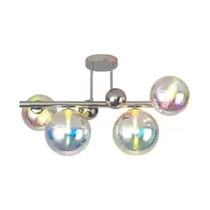 Luminosa Semi-Flush Ceiling Light, 4 x G9, Polished Chrome, Iridescent Glass