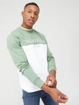 Calvin Klein Jeans Colourblock Logo Sweatshirt - Granite Green