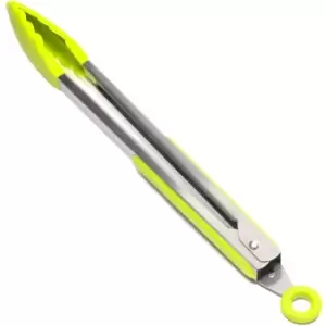 Silicone Kitchen Cooking Salad Serving bbq Tongs Stainless Steel Handle Utensil - Green