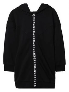 DKNY Girls Long Line Zip Through Hoodie, Black, Size Age: 16 Years, Women