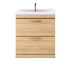 Nuie Athena 800 Floor Standing 2-drawer Vanity & Thin-edge Basin - Natural Oak