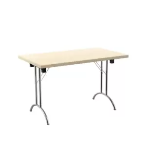 One Union Folding Table 1200 X 700 Silver Frame Maple Rectangular Top